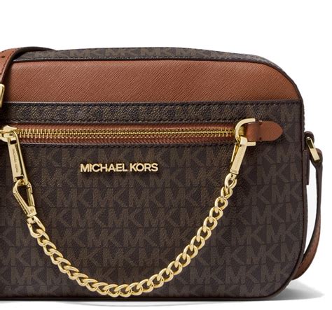 michael kors jet set large logo pvc crossbody brown|Michael Kors jet set item.